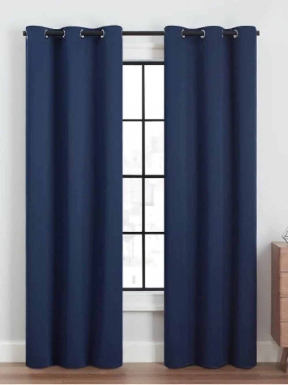 NEW-ECLIPSE Andover - Solid Thermal Triple Weave Blackout Curtains | Navy Blue